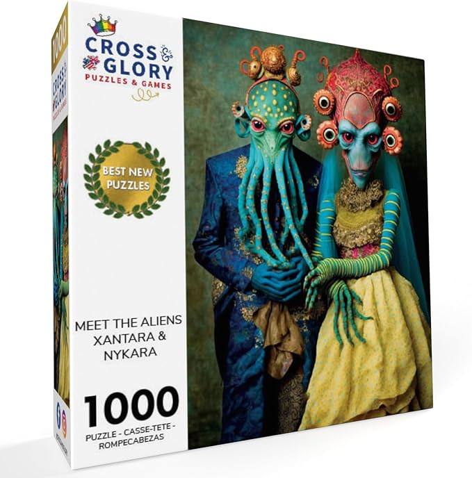 Cross & Glory - Meet The Aliens: Xantara and Nykara - 1000 Piece Jigsaw Puzzle | Unique Alien Couple Artwork | Satin Finish