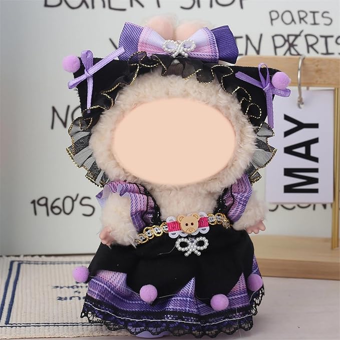 6 Pack Doll Clothes for LABUBU 17cm Doll, Exquisite Luxury Designer Outfits with Hats & Accessories, Cute Doll Clothing Set Suitable for Dress up Unique Style (No Dolls)