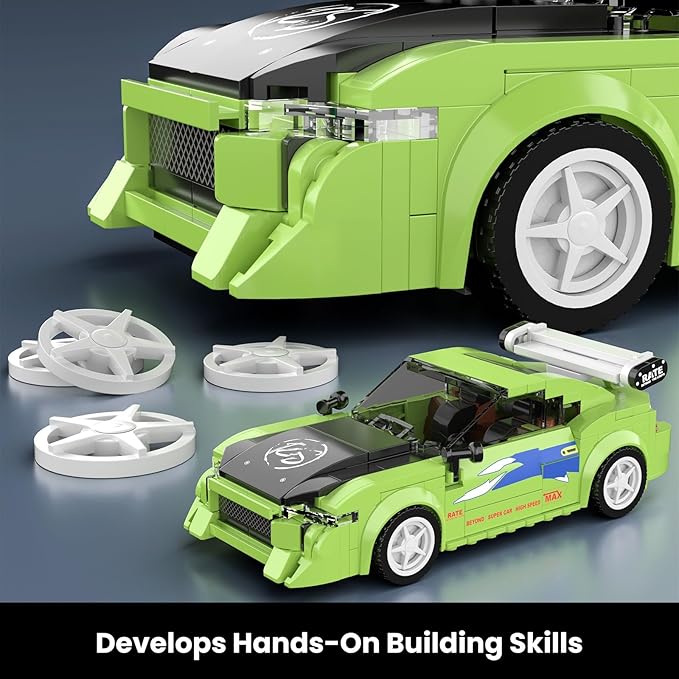 Mould King Super Sports Car Building Set with Display Case, 338 Piece Race Car Model Construction Toy for Boys and Adults, Collectible Vehicle Blocks Kit
