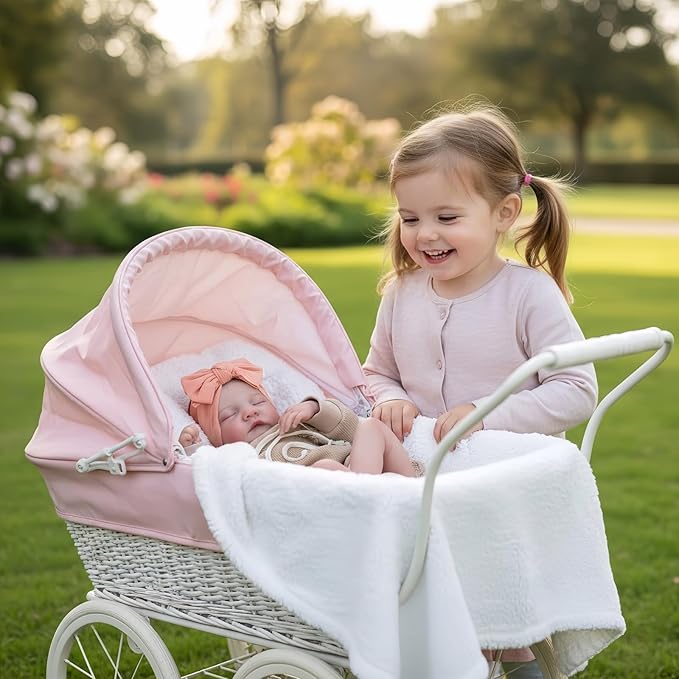 17 Inch Realistic Baby Doll for Girls Age 3+ – Full Vinyl Washable Body, Soft Touch, Closed Eyes – Lifelike Toy Gift for Kids’ Pretend Play & Bathtime Fun