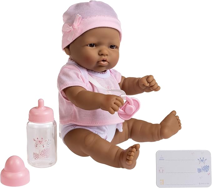 JC Toys - La Newborn Nursery | 7 Piece Baby Doll Gift Set | 12" Life-Like Hispanic Doll with Accessories | Purple | Ages 2+ (18347)