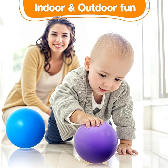 Amor Present 8PCS Inflatable Playground Balls, 8.5Inch Bouncing Sensory Balls with Hand Air Pump, for Kids Birthday Parties