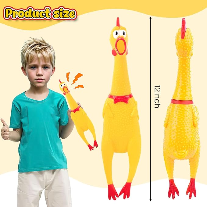 POPLAY Screaming Chicken, Squeaky Chicken Dog Toys Gag Gifts Prank Novelty Toy Party Favors for Kids Adults April Fools Pranks Easter Goodie Bag Fillers Easter Basket Stuffers