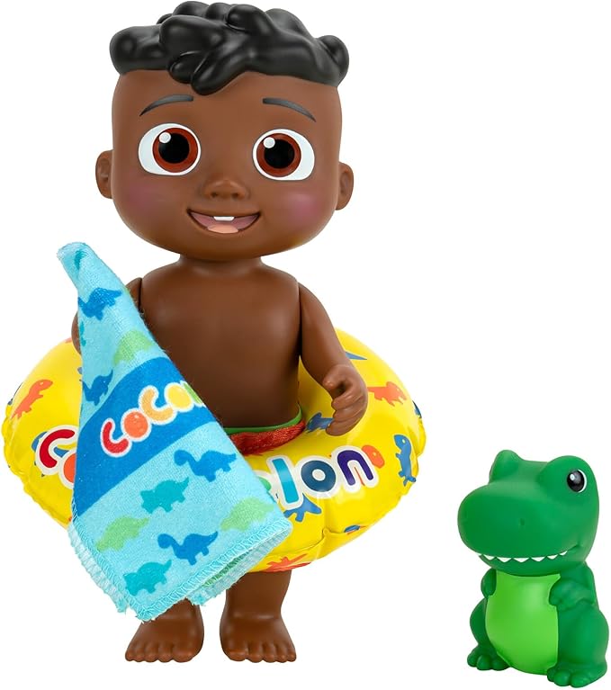 CoComelon - Splish Splash Cody Doll with Dino Bath Squirter and Water Accessories - Water Play - Toys for Kids and Preschoolers - Amazon Exclusive