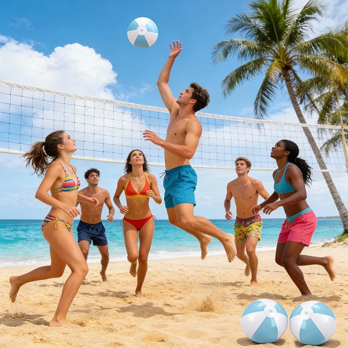 4 Pcs 16 Inch Inflatable Beach Balls Bulk Large Pastel Inflatable Decorated Ball Party Ornaments for Summer Swimming Pool Party Birthday Favors
