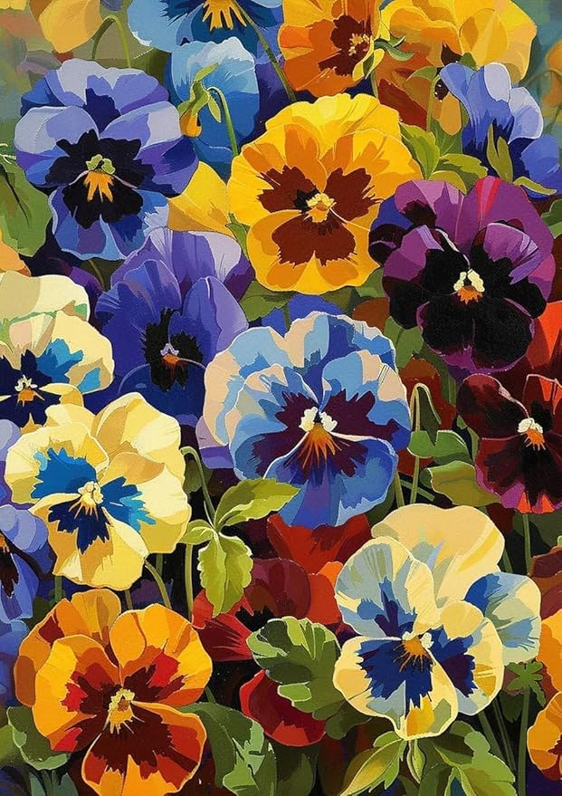 Interesting Wooden Challenging Jigsaw Pansy Puzzles Floral Art Jigsaw Puzzle 1000 Pieces Unique and Large Puzzle Educational Games Toys Gift