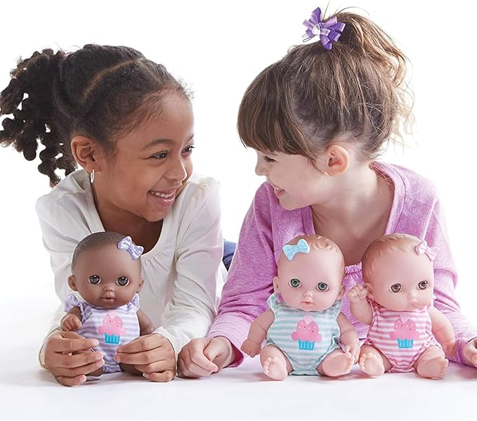 Lil Cutesies 8.5" All Vinyl Baby Doll | Posable and Washable | Removable Outfit | Lulu- Blue Eyes | JC Toys |Ages 2+