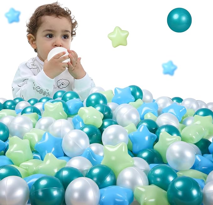 STARBOLO Star Ball Pit Balls for Ball Pit -100pcs Plastic Ball Phthalate Free BPA Free Non-Toxic Crush Proof Play Balls Play Tent Pool Playhouse Playpen Party Decoration. …