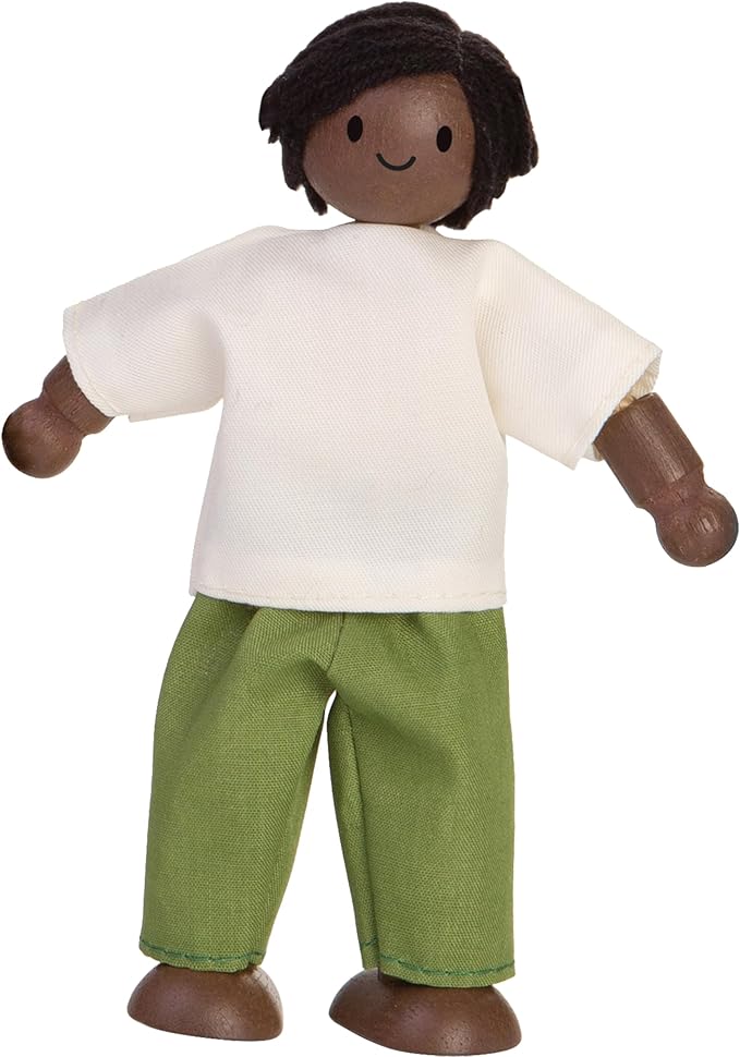 PlanToys® Father Wooden Dollhouse Figurine | Poseable 1:12 Scale Mini Doll (5 Inch) | Dollhouse Accessories for Pretend Play | Eco-Friendly Montessori Toy for Kids Ages 3+
