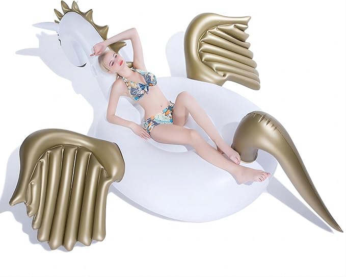 Jasonwell Giant Inflatable Pegasus Pool Float with Fast Valves Summer Beach Swimming Pool Floatie Lounge Floating Raft Outdoor Party Decorations Toys for Adults (XXXL)