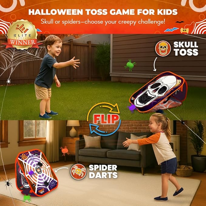 Swooc Games® - Haunted Toss™ | Halloween Games for Kids | 2-in-1 Bean Bag Toss Game | 5-Second Setup | Spooky Halloween Party Games for Kids | Fall Bean Bag Toss Cornhole | Carnival Party Activities