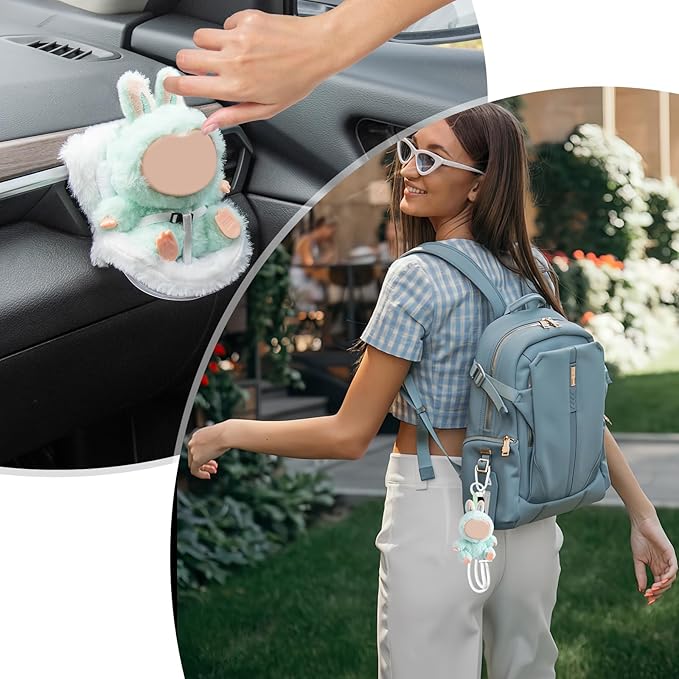 Doll Car Seat Compatible with Bubudoll, Small Seat for 10-17cm Blind Box Toys, Including Air Vent Clip, Desktop Stand, Adjustable Safety Strap, Airflow-Friendly Design, Ideal Car Decor Gifts(White)