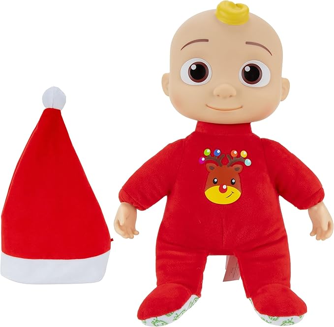 CoComelon Musical Deck The Halls JJ - Includes JJ Roto Doll with Santa Hat - Festive Doll with Activated Sounds - Toys for Preschoolers
