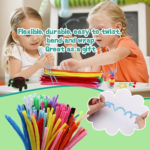 Zlulary Pipe Cleaners Craft, Pipe Cleaners Craft Supplies, Art and Crafts Kit with Instructions Arts Crafts Decorations