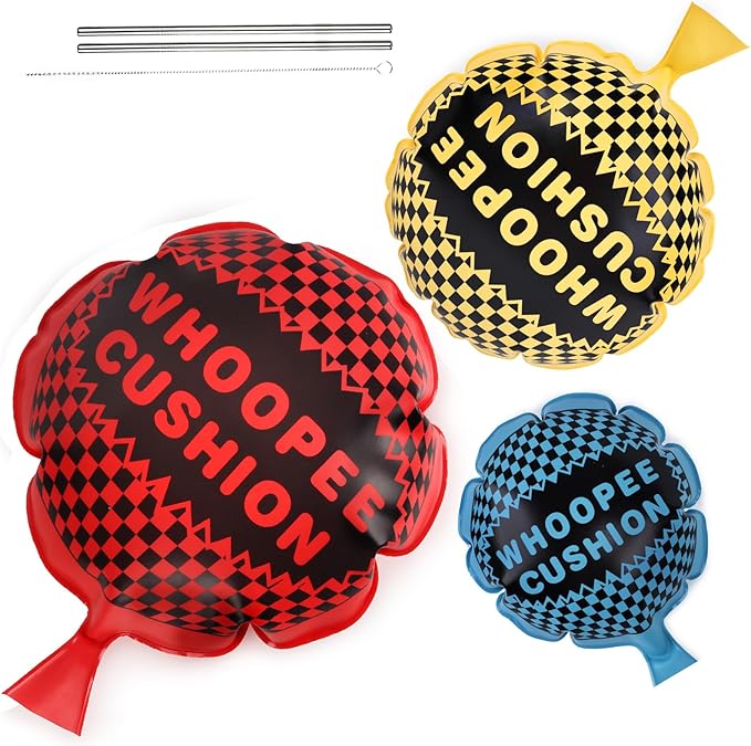 POPLAY 3 PCS Whoopee Cushions, 3 Colors Fart Prank Noise Maker Toys for Novelty Party Favors Kids (10,8,6 Inch)