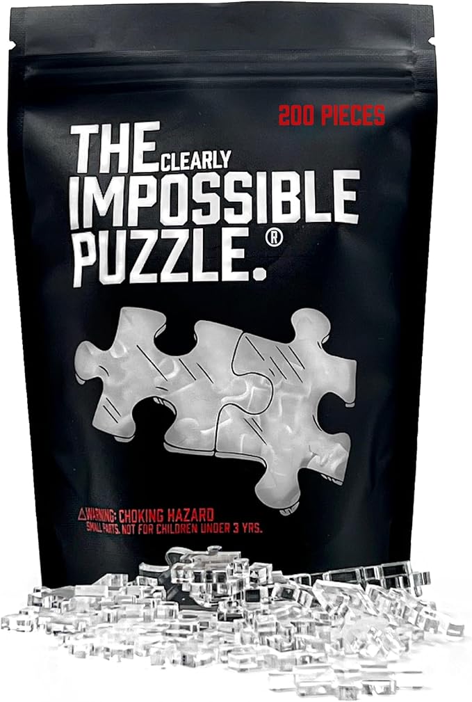 The Clearly Impossible Puzzle 100, 200, 500, 1000 Pieces Hard Puzzle for Adults Cool Difficult Clear Brain Teaser - Difficult Funny for Adults (200 Piece)