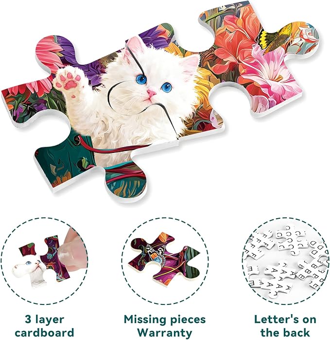 500 Pieces Puzzle for Adults, Puzzles for Adults 500 Pieces, Retro Martin Boots Cats Flowers Jigsaw Puzzle, Challenging Puzzle Perfect for Game Nights, 20.5 X 15 in