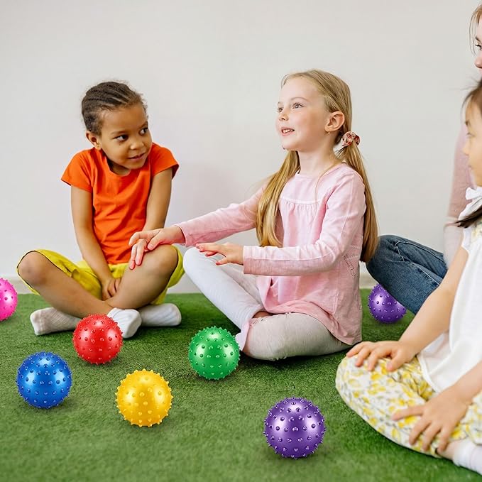 Bouncy Spiky Sensory Ball - Inflatable Massage Stress Fidget Toy Playground Balls for School Party Favors Outdoor Indoor