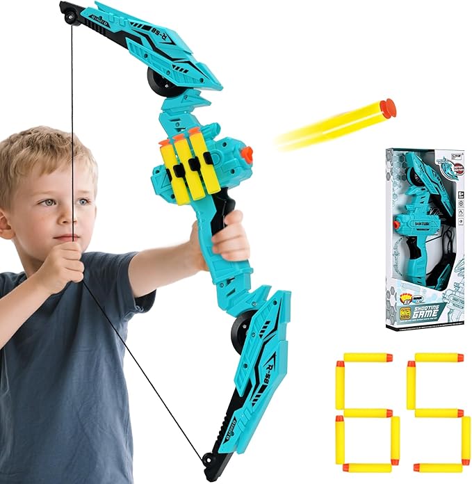Bow and Arrow Set for Kids, Archery Toy Set Compliant for Nerf Dart, with 30 Soft Dart and 35 Suction Cup Arrows, Kids Outdoor Sports Toy Archery Gmaes for Boys Girls Ages 3-5 6-8