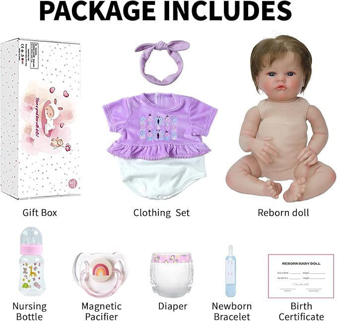SCOM Realistic Reborn Baby Dolls-20 inch Lifelike Baby Doll Girl with Soft Weighted Body, Reallife Reborn baby Girls With Baby Accessories & Gift Box, Suitable Toy for Age 3+ Kids,Birthday/Easter Gift