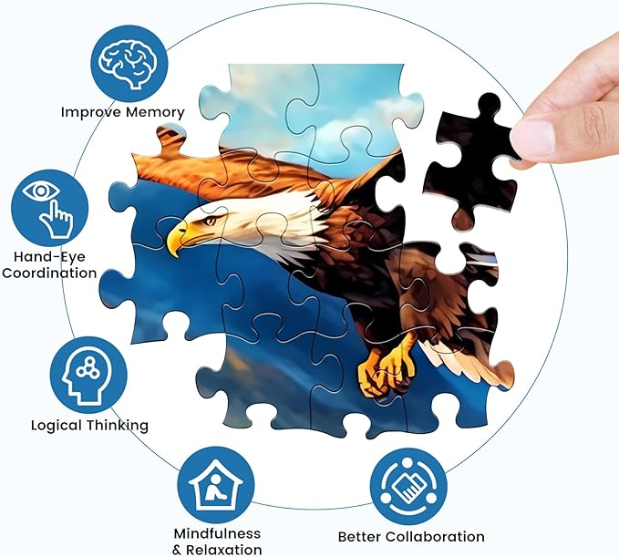 500 Piece Puzzle for Adults, Jigsaw Puzzles Eagle Puzzles Games 500 Pieces and Up for Adult Elderly Great Gift Family Games 20.5"X15"