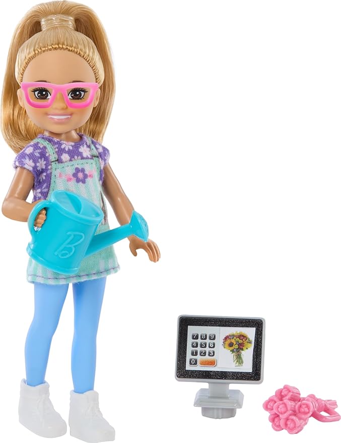 Barbie Doll & Accessories Toy Set, Chelsea Can Be Florist with 5 Flower Shop-Themed Pieces Including Bouquet & Register