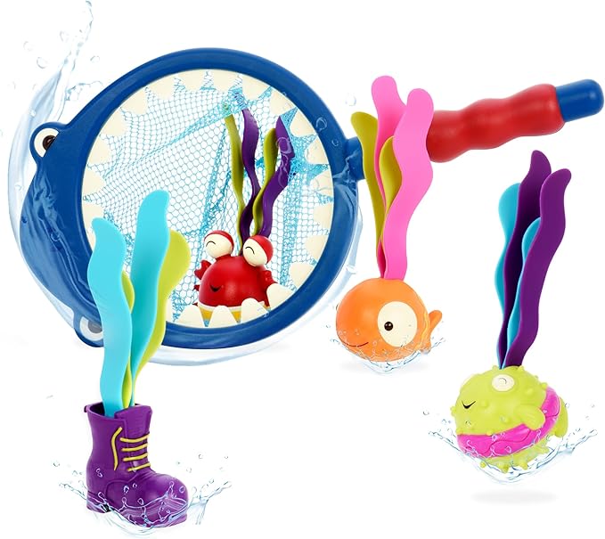 B. toys – Shark Scoop Diving Pool Playset with Finley & 4 Snacks – Encourages Active Play & Coordination – Easy Grip – Worry – Free Materials – Fun Summer Water Toy for Toddlers & 3+ Years