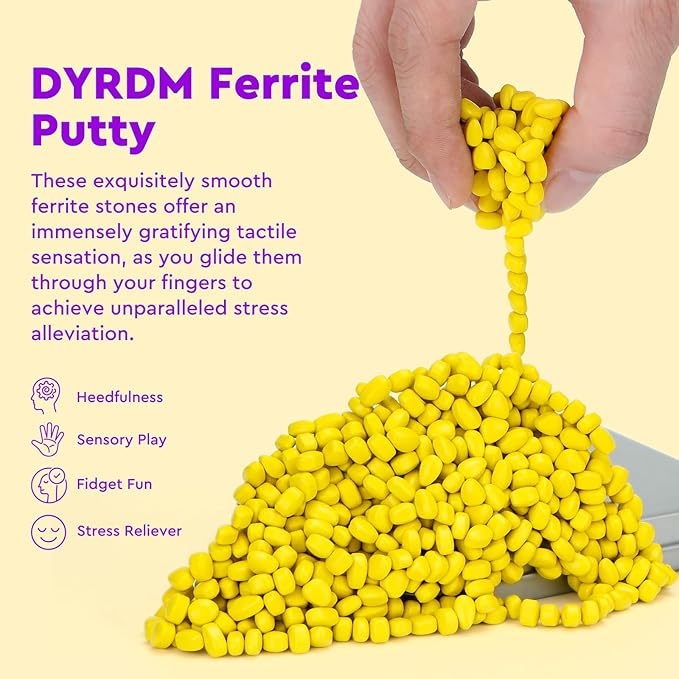 500+ Original Ferrite Putty Yellow, Sensory Stones, Adult Fidget Stress Relief Desk & Office Item, Ferrite Stones Stocking Stuffers Gifts