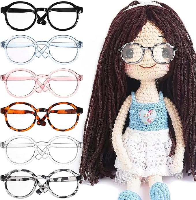 SEWACC 6pcs Mini Doll Glasses, Multi-Color Plastic Doll Dress up Eyeglasses, Toy Costume Stuff Accessories for Figures Dollhouse and Photography Props