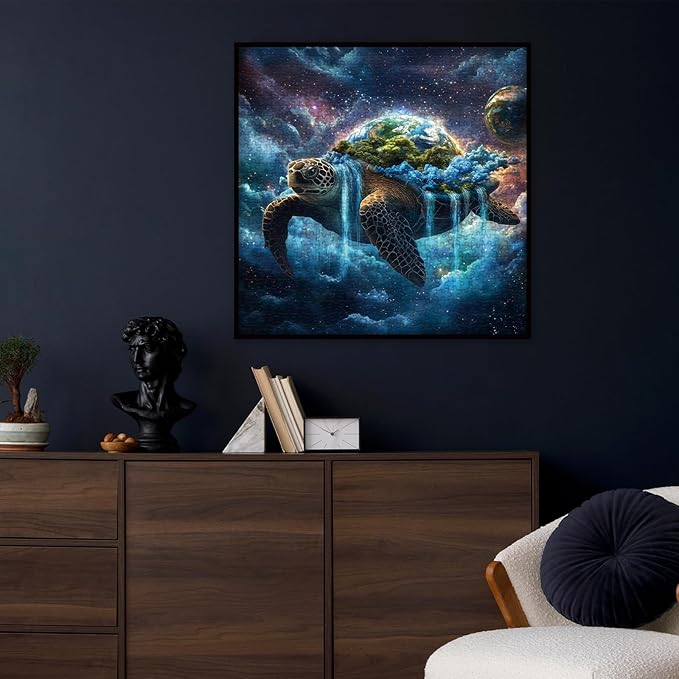 Sea Turtle Space Earth Puzzle 1000 Piece for Adults, Galaxy Planet Fantasy Jigsaw Puzzle, Magic Universe Animals Puzzles