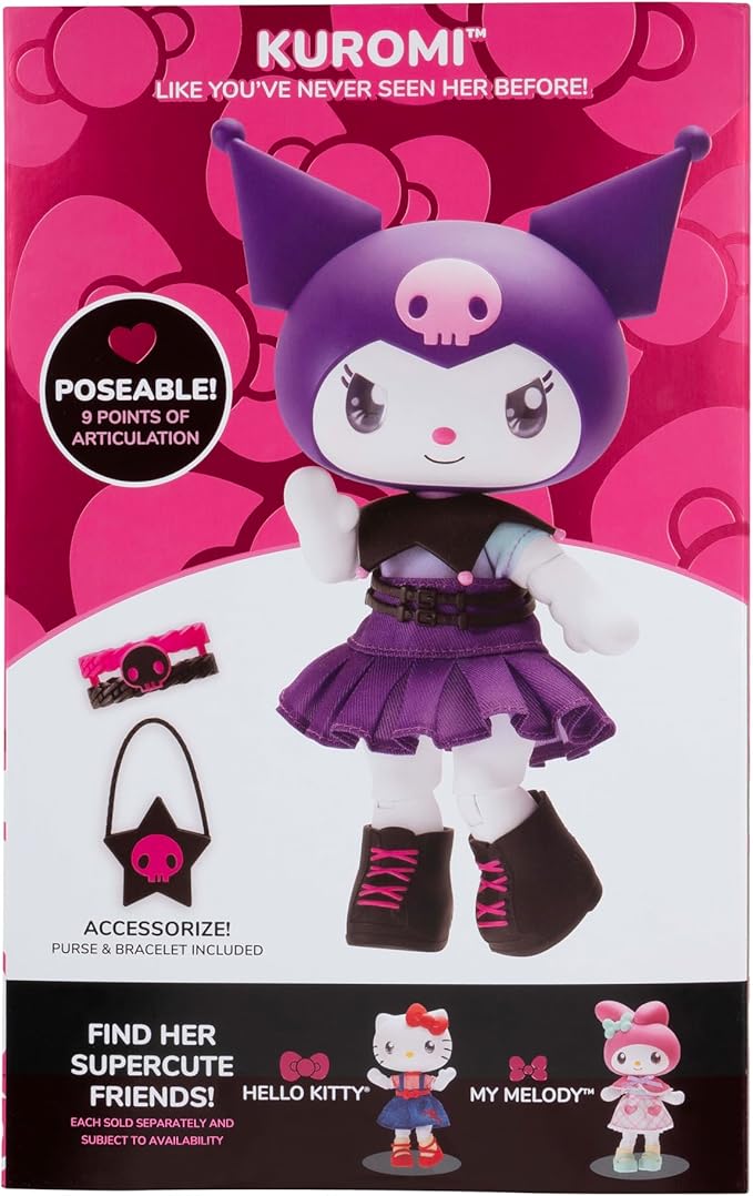 Hello Kitty® and Friends Premier 8-Inch Articulated Figure - Classic Kuromi™ Series 1 Poseable Doll - Officially Licensed Sanrio Product - Ages 6+