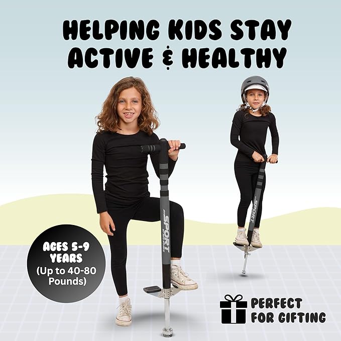 New Bounce Pogo Stick for Kids - Pogo Sticks, 40 to 80 Lbs - Sport Edition, Quality, Easy Grip, PogoStick for Hours of Wholesome Fun