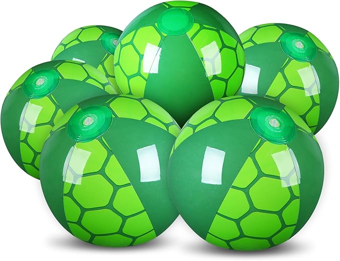 Leyndo 6 Pack Turtle Themed Beach Ball for Kids 7.87" Bulk for Summer Pool and Beach Game Gifts and Birthday Party Supplies and End of The Year Class Party Decoration Favors