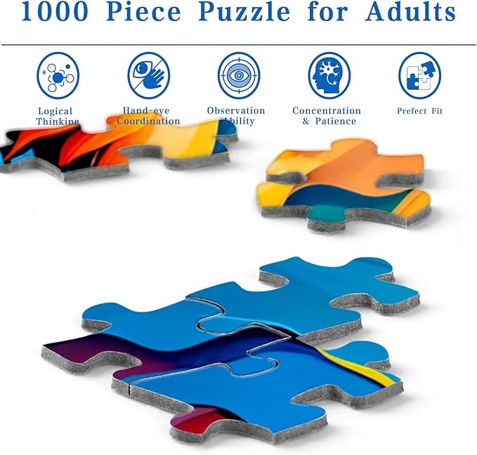 Rocorose Sunflower Jigsaw Puzzle for Adults 1000 Pieces, Colorful Gradient Flower Artwork Family Challenging Fun Activity Floral Puzzle Game Great Gift for Paint Lovers