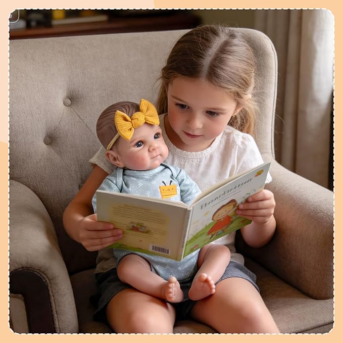 Aori Reborn Baby Dolls Girl - 20 Inch Realistic Handmade Cloth Body Newborn Baby Doll with Blue Eyes & Hand-Painted Hair Weighted Cuddle Doll for Companion, Gift for Seniors, Collectors & Kids 3+
