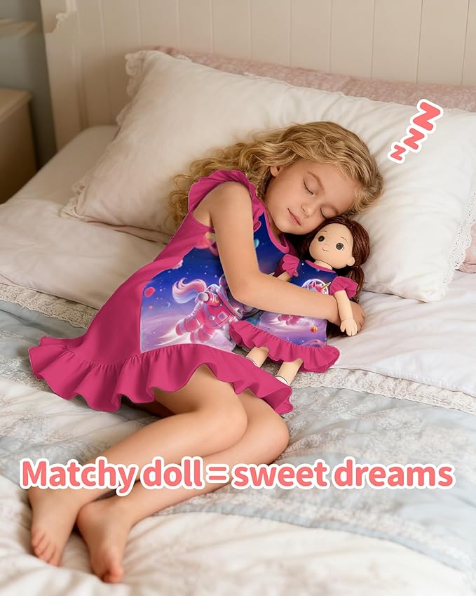 LQSZ Doll and Girl Matching Nightgown Outfit Pajamas Nightie Nightgown for Girls and Dolls Clothes