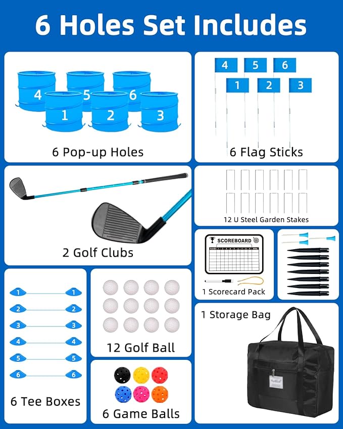 Golf Game with 2 Upgraded Clubs,Practice Golf Games with 6 Buckets, Gift Golf Outdoor for Family and Adults,Holes Outdoor Game for Lawn,Yard