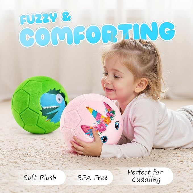 PlayZap Soft Ball for Toddlers & Babies - Small, Safe & Easy-to-Grip Kickball, Great Easter Basket Stuffer & First Birthday for Boys & Girls, Plush Indoor Soccer Toy for Ages 1-3 3-8