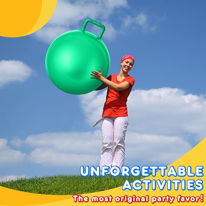 Lewtemi 2 Pcs 29 Inch Big Hopper Ball Jumping Hopping Inflatable Bouncing Ball with Handle and Air Pump for Adults Carnival Outdoor Sports Game(Red, Green)