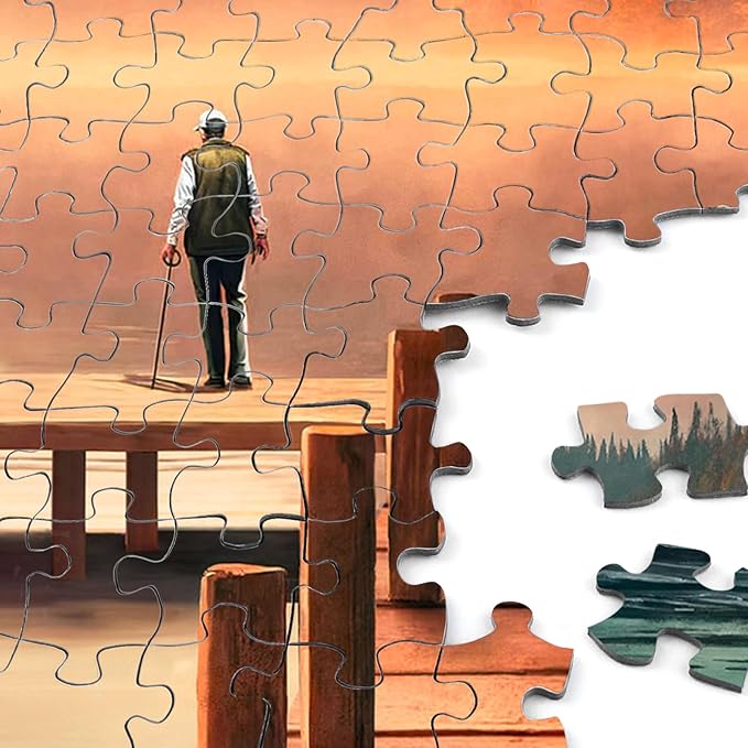 Rocorose Jigsaw Puzzle for Adults 500 Pieces, Sunset Landscape Puzzle Challenging Lakeside Evening Scene Jigsaw Puzzles Family Activity Idea Gift Holiday Educational Game
