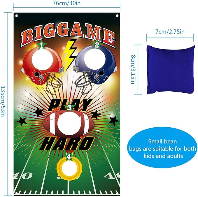 Blulu Football Toss Target Games Bean Bag Toss Game with 3 Bean Bags Football Party Decorations Indoor and Outdoor Party Game for Boys Adults Family Birthday Party Supplies