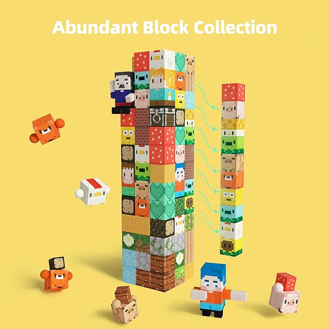 GobiDex 200PCS Magnetic Blocks Village Animal Playset, Sensory Building Pretend Play Toys, STEM Educational Gift for Toddlers