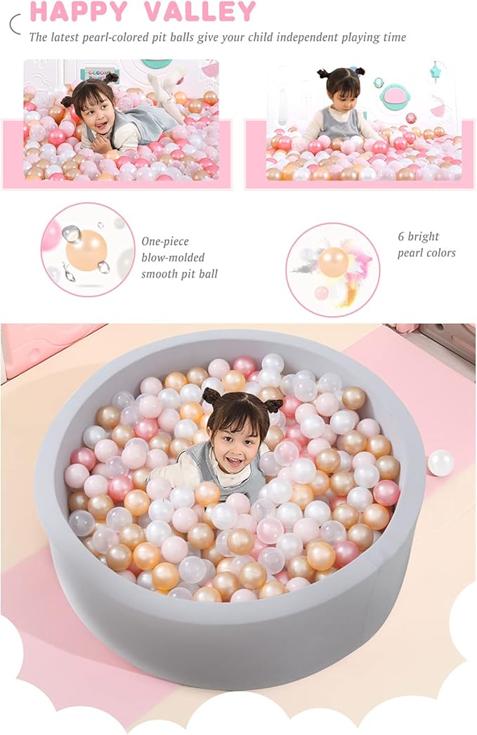 STARBOLO Ball Pit Balls for Toddlers Pack of 100 200 500 - BPA&Phthalate Free Non-Toxic Crush Proof Soft Plastic Balls for 1-5Years Old Toddlers Girl Kids Birthday Pool Playpen Tent Party