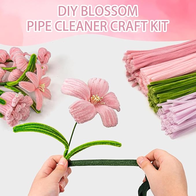 922 Pcs Pipe Cleaners Craft for Flowers, 5 Assorted Colors Pipe Cleaners Bulk for Arts and Crafts Supplies, Pastel Chenille Stems for DIY Art Making Kits, Bulk Fuzzy Gardening Tape Ribbon