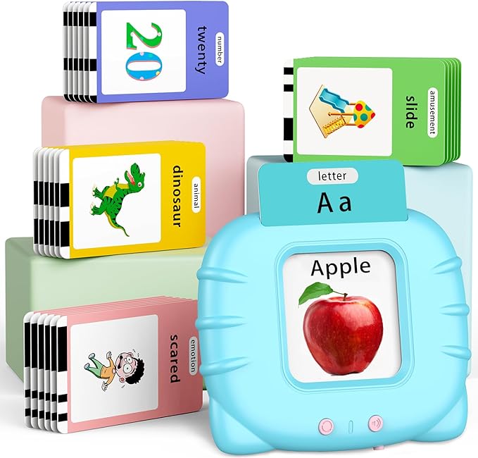 Eaever 252 Sight Words Talking-Flash-Cards, Easter Birthday Gifts for Boys 1 2 3 4 5 6 Year Old, Educational Montessori Toys, Pocket Speech Language Learning Toys for Toddlers Ages 1-6, Blue