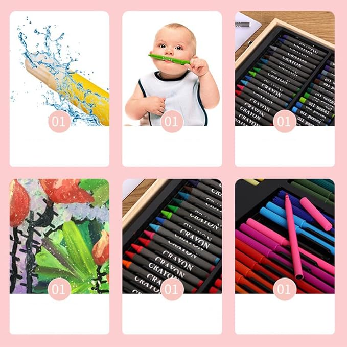 Srliya 150pcs Kids Art Kit, Bright Colorful Drawing Set, Quick Drying Washable Supplies for Calligraphy, Scrapbooking, ABS Material, Ideal Children, ABS, 30 x 25 x 6cm