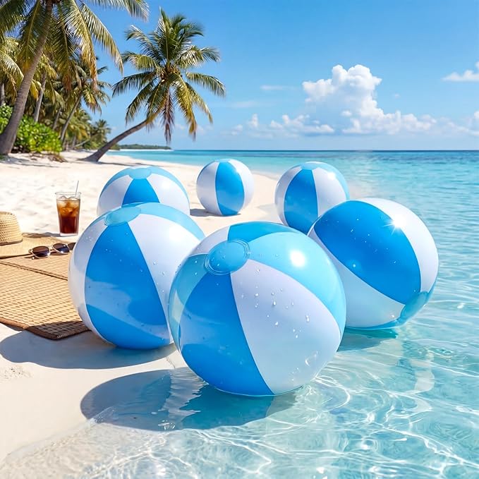 6 Pieces Pastel Beach Balls Bulk- 17 Inch Inflatable Pool Balls, PVC Inflatable Ball for Theme Gender Reveal Birthday Party Decorations Summer Swimming Pool Game Supplies