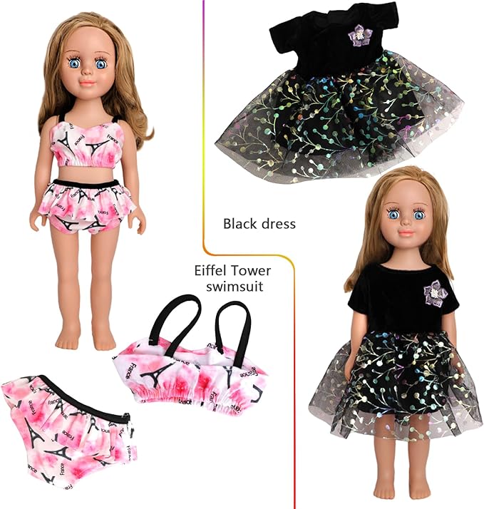 MSYO 10 Sets Doll Clothes for 17 - 18 Inch Dolls, Diverse Outfits (Floral, Polka Dot, Unicorn) & Accessories, Fashion Dress - Up Set for Girl Doll Play & Gifting (Best Gift for Kids)