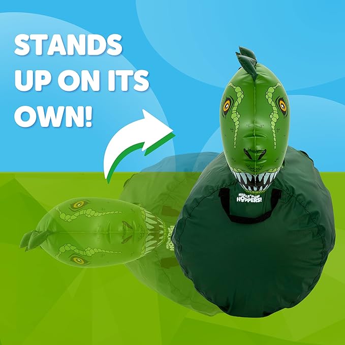 Waddle Large Inflatable Bouncy Hopper - Ride On, Indoor, Outdoor Toys, Bouncy Horse for Girls and Boys, Durable, Easy Grip Handles, Dinosaur Toys, Kids, Up to 250lbs, Ages 5 and Up (Trex)