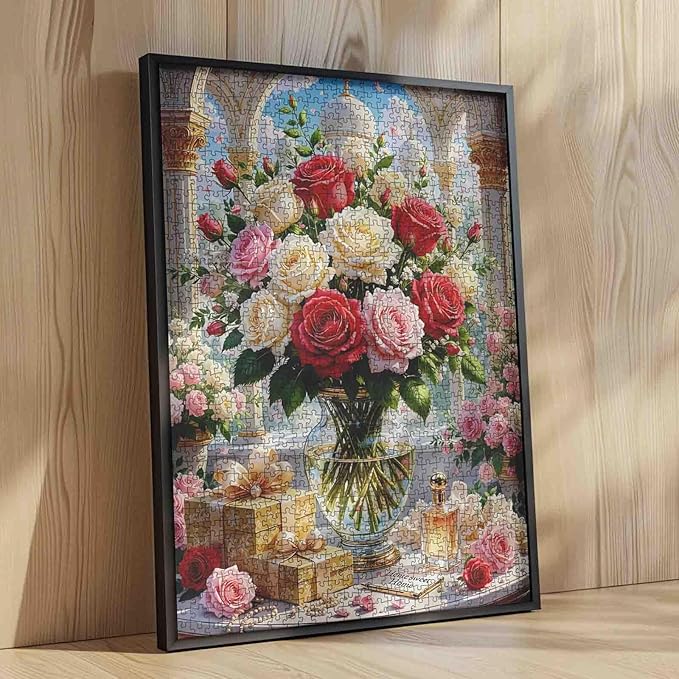 Rose Jigsaw Puzzles Flowers Floral 1000 Piece Mixed Roses Puzzles for Adults,Blossom Flowers Puzzles for Challenging Family Activity Games for Home Wall Decor Gifts - 20 x 27 Inches